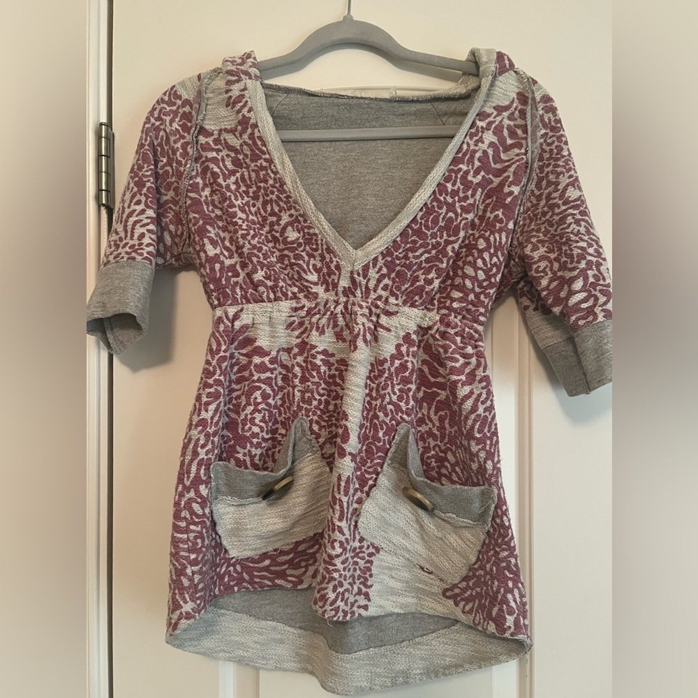 Stylish Gray and Purple Women's Top